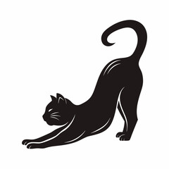 Stretching cat silhouette vector illustration of a flexible pet isolated on a white background