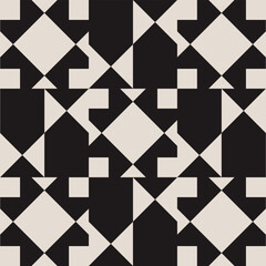 Seamless black and white mid century modern floral pattern for banners, backgrounds, fabric design, home decor.