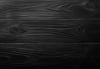 Black wood background, textured dark black wooden tabletop view. Black wood texture for design and decoration. Flat lay. Dark gray wooden wall surface. Copy space, high quality.