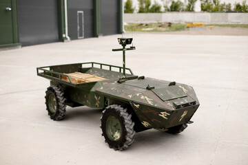 Ground military robot for evacuation of the wounded on remote control