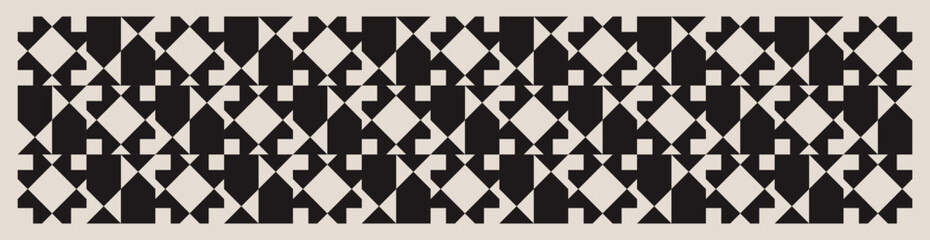 Seamless black and white mid century modern floral pattern for banners, backgrounds, fabric design, home decor.