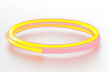 Glowing neon ring, orange and pink, dark background.