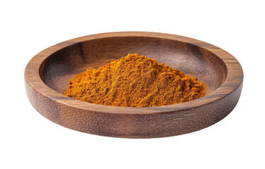 Golden spice powder in wooden bowl