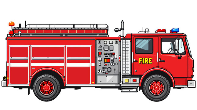 Fire Truck EMS Emergency Cartoon Toy No Background Vector

