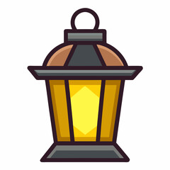 Islamic lantern vector with glowing light, Ramadan decoration and festival symbol