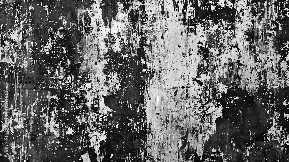Poster abstract monochrome texture with smudges and scratches, evoking a sense of chaos and depth. black an