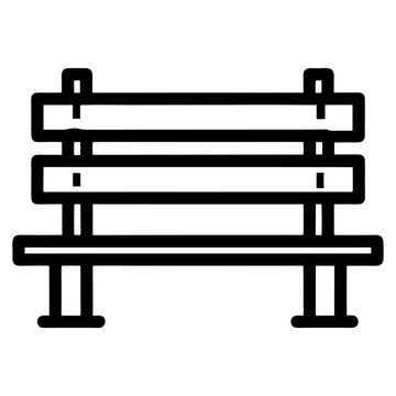 recommend clip art: park bench black line vector, Simple bold outline Design vector icon with white background.