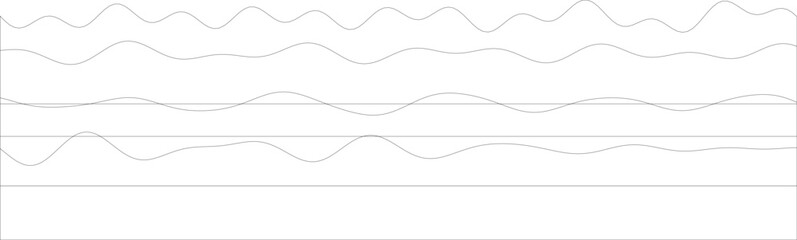 Three black wavy lines on white background representing sound waves or frequencies.