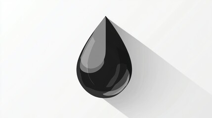 Fototapeta premium Black oil drop, energy, white background, shadow, industry