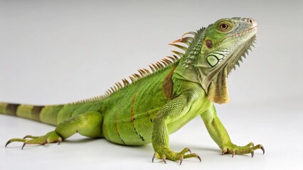 Iguana in full view on studio background