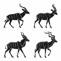 Obraz premium kudu icon set black silhouette vector bundle