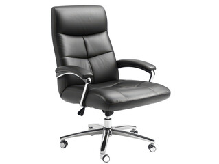 Isolated Stylish Black Leather Office Chair