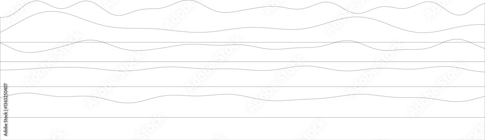 Poster abstract black and white line art with wavy patterns and geometric shapes.