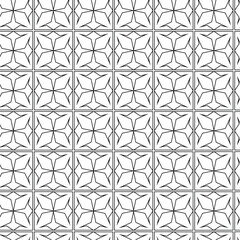 Abstract geometric pattern with crosses, stripes, lines. Seamless vector background. White and black ornament. Modern reticulated graphic design.