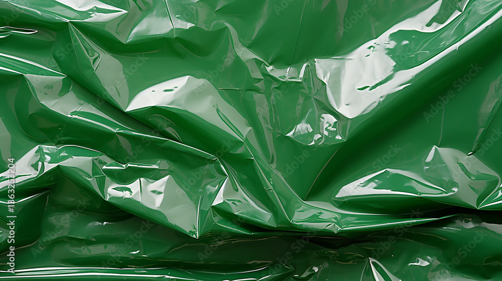 Poster crumpled green paper texture background with various shades and shadows creating depth and green cru