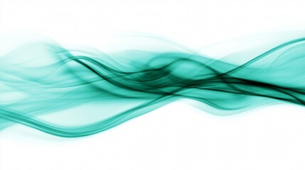 Fototapeta premium Abstract Wavy turquoise patterns gracefully float across the bright white canvas