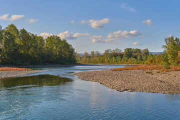 Panorama of River Drina in beautiful summer scenery
