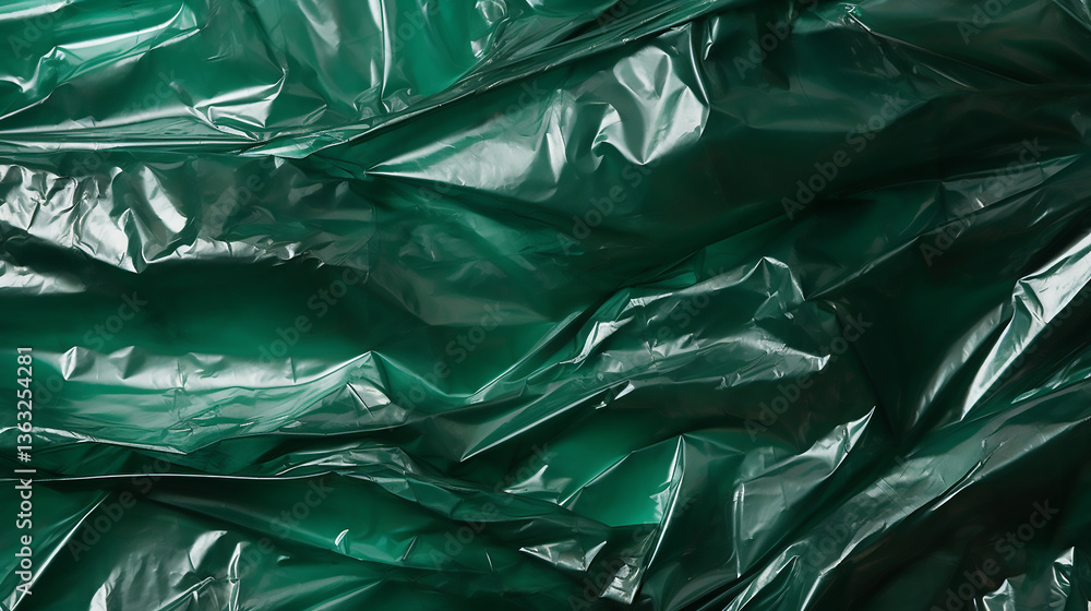 Poster crumpled green paper texture background with various shades and shadows creating depth and green cru