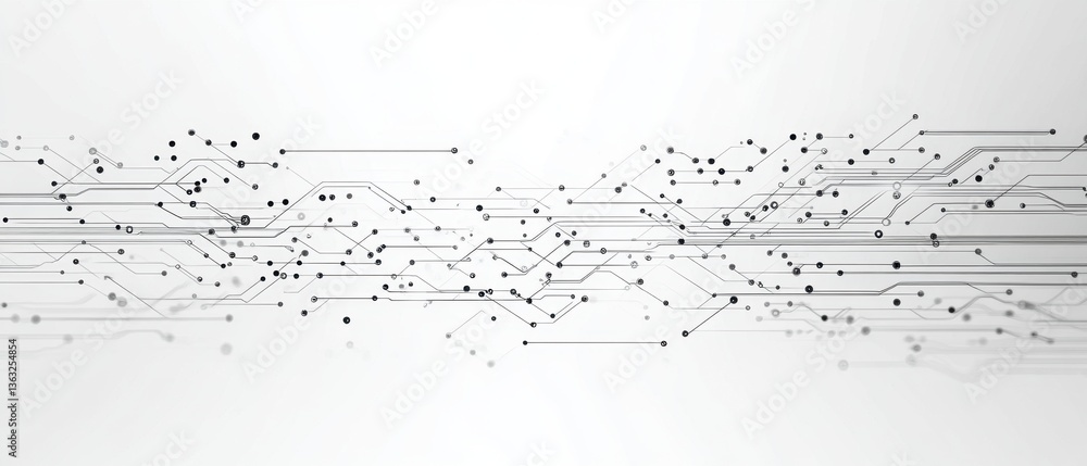 Poster Abstract network connection lines and dots on white background representing technology and communication data flow for digital innovation