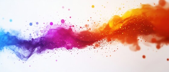 Obraz premium Abstract vibrant wave of colorful smoke on white backdrop artistic expression of fluid motion and gradient hues for creative design