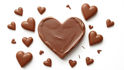 Milk chocolate hearts; large heart-shaped spread surrounded by smaller ones