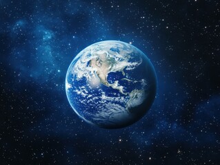 Obraz premium Breathtaking Planet Earth View from Space with Swirling Clouds and Starry Background Cosmic Perspective