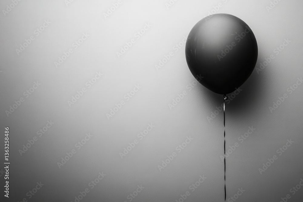 Aufkleber monochrome balloon floating against a textured wall creating a somber mood in a minimalist style wit