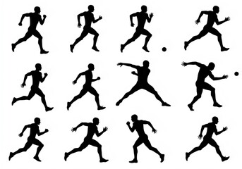sportsman's silhouettes on white background 