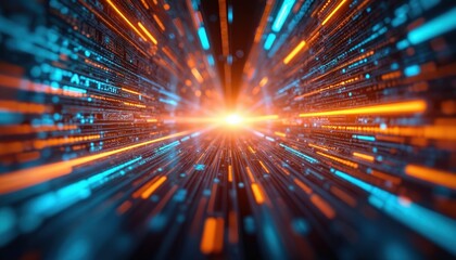 Abstract technology background with data connection speed lines digital patterns in modern network environment. Digital info streams, tech, cloud, server, cyber. Information transfer, high