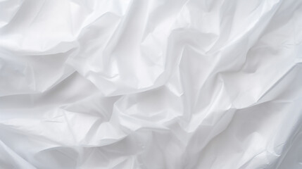 Abstract white crumpled surface with smooth shadows creating a  with soft shadows and highlights. Crumpled Plastic Bag Texture  