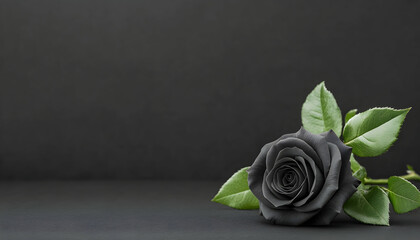 Single dark rose against a black background