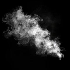 Vector isolated smoke PNG. White smoke texture on a transparent black background. Special effect of steam, smoke, fog, clouds.
