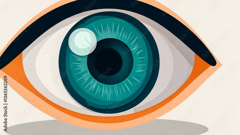 Aufkleber vector illustration of a simple eye icon in flat design style generative ai