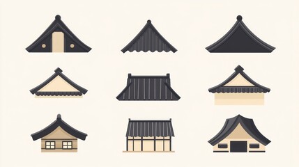 Asian architecture roof styles illustration