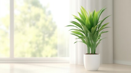 Bright, minimalist interior scene with a houseplant