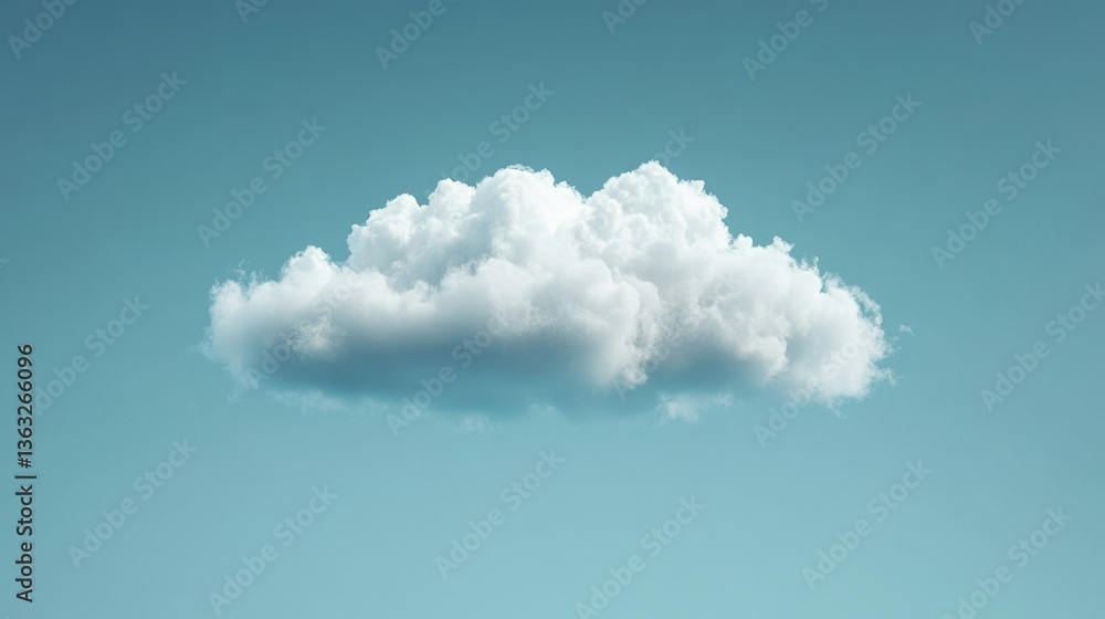 Poster serene sky backdrop featuring a single fluffy cloud against a soft blue gradient creating a peaceful