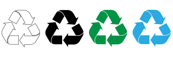 set of recycling icons. plastic recycle symbol set, plastic recycle vector illustration. set of plastic recycling vector icons in different colour. recycle, plastic, symbol, vector