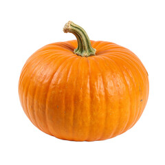 Vibrant orange pumpkin with glossy skin and lush green stem Ideal for fall and harvest themed designs