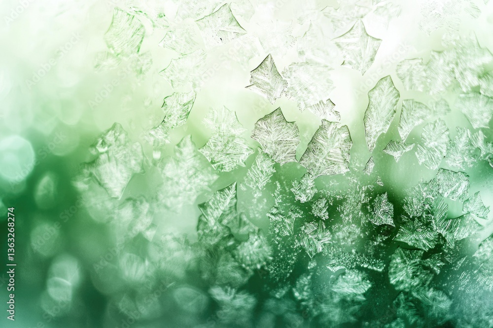 Poster intricate frost patterns on a windowpane, creating a beautiful, ethereal winter scene.