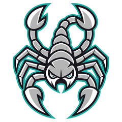 Aggressive Scorpion Mascot with Teal Outline on Transparent Background Design
