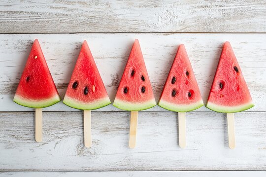 Creative watermelon slices on sticks resembling ice pops perfect for summer fun - Powered by Adobe