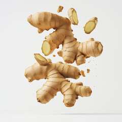 Floating Ginger Root Pieces A Vibrant Culinary Image