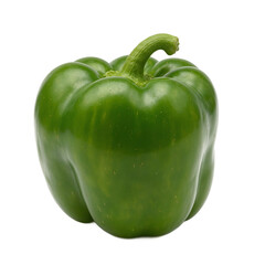 Vibrant green bell pepper with shiny smooth skin showcasing its healthiness and freshness Isolated on a white background