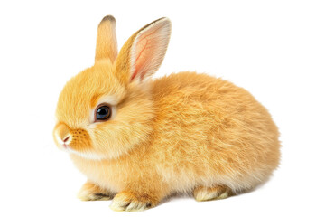 Obraz premium A fluffy orange bunny rabbit sitting isolated Transparent Background, png