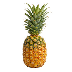 Fototapeta premium Fresh pineapple with vibrant green top golden skin enticing tropical vibes on a white background