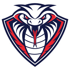 RedEyed Cobra Head Shield with White, Red, and Blue Color Scheme Design