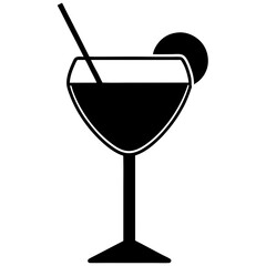 cocktail black silhouette vector, Simple silhouette Design vector icon with white background.