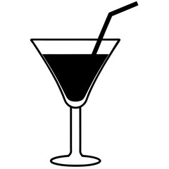 cocktail black silhouette vector, Simple silhouette Design vector icon with white background.