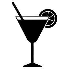 cocktail black silhouette vector, Simple silhouette Design vector icon with white background.