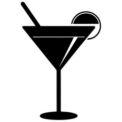cocktail black silhouette vector, Simple silhouette Design vector icon with white background.